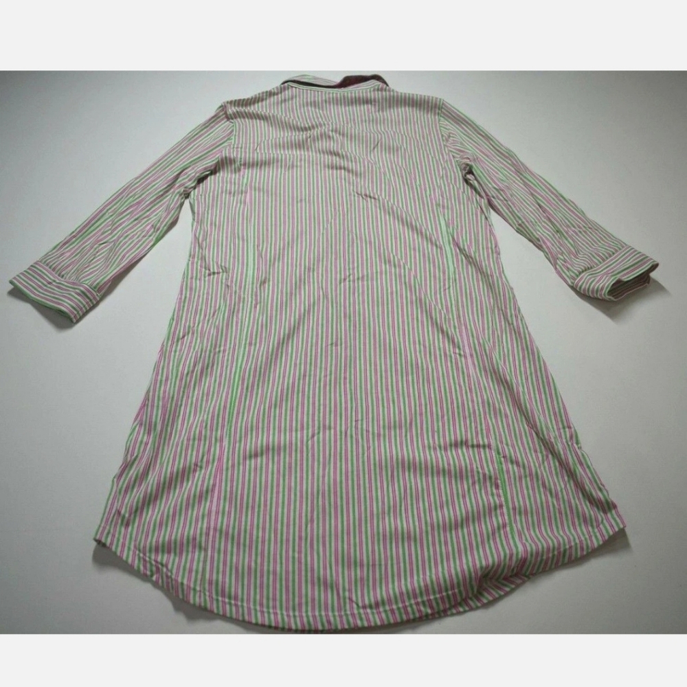 Lauren Ralph Lauren Pajama Womens Size L Pink Green Striped Gown Long Sleeve - Picture 7 of 13